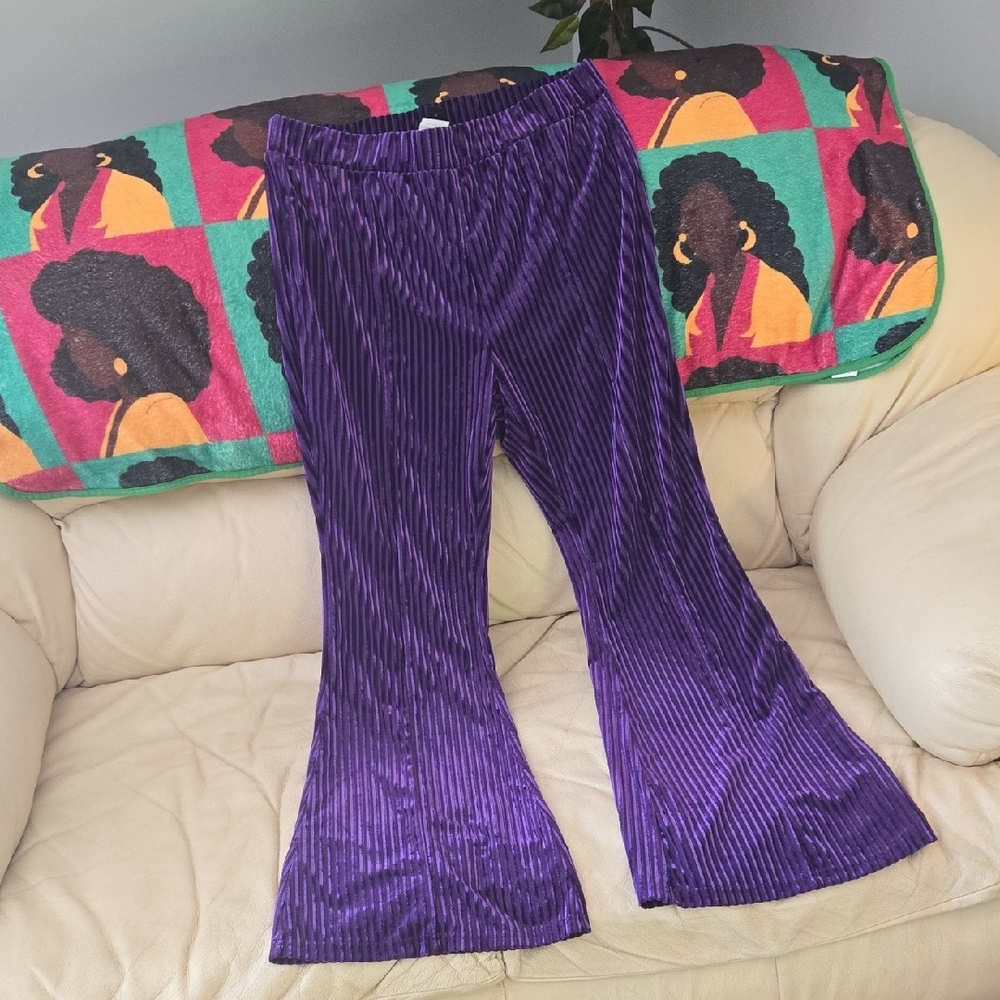 SHEIN Purple Velvet Flared Pants 💜